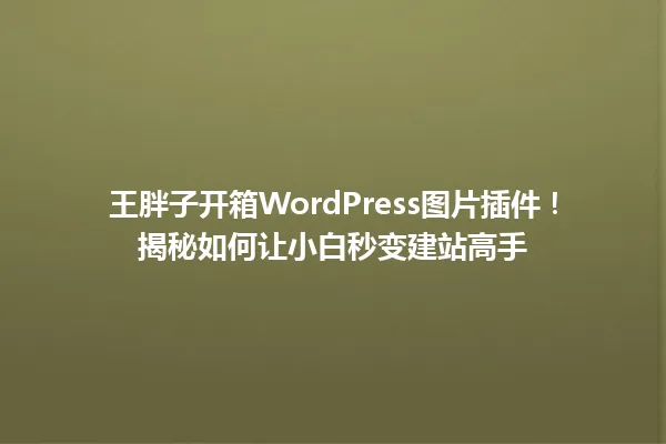 王胖子开箱WordPress图片插件!揭秘如何让小白秒变建站高手 一