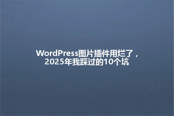 WordPress图片插件用烂了,2025年我踩过的10个坑 一