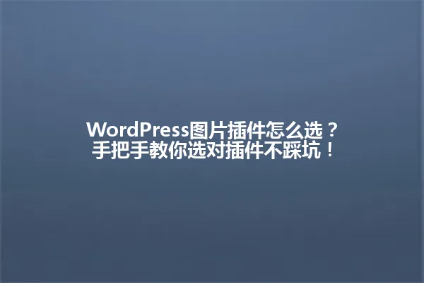 WordPress图片插件怎么选?手把手教你选对插件不踩坑! 一