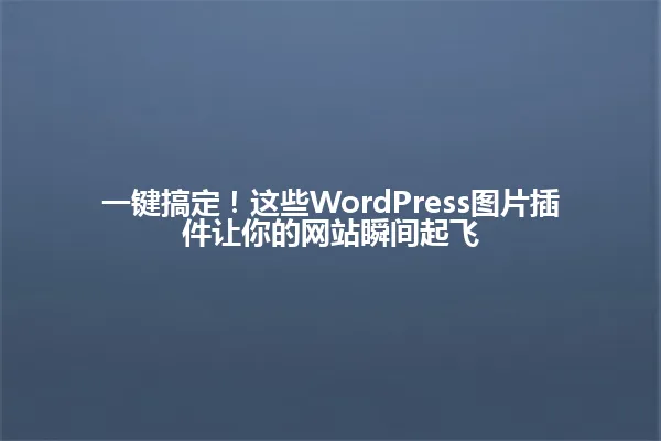 一键搞定！这些WordPress图片插件让你的网站瞬间起飞 一