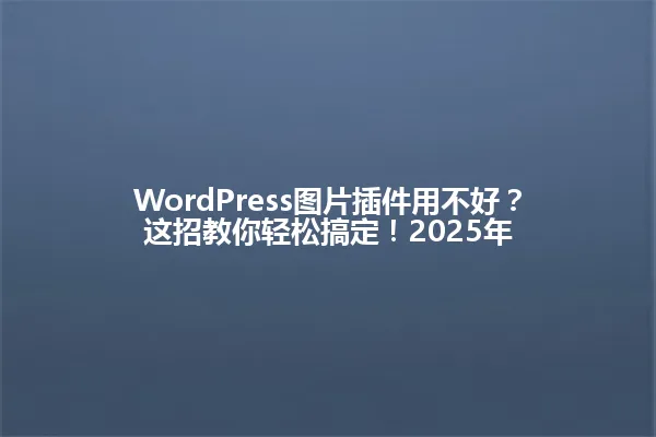 WordPress图片插件用不好?这招教你轻松搞定!2025年 一