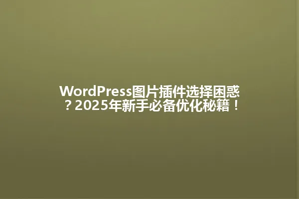 WordPress图片插件选择困惑?2025年新手必备优化秘籍! 一