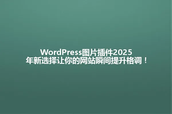 WordPress图片插件2025年新选择让你的网站瞬间提升格调! 一