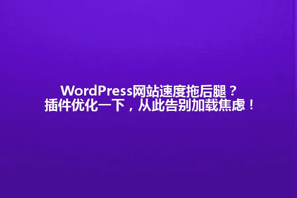 WordPress网站速度拖后腿?插件优化一下,从此告别加载焦虑! 一