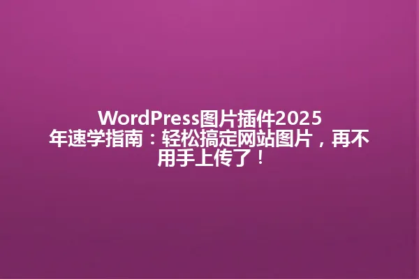 WordPress图片插件2025年速学指南:轻松搞定网站图片,再不用手上传了! 一