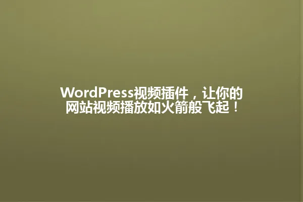 WordPress视频插件,让你的网站视频播放如火箭般飞起! 一