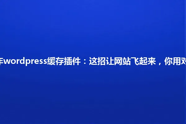 2025年wordpress缓存插件:这招让网站飞起来,你用对了吗? 一