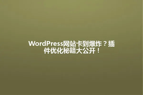 WordPress网站卡到爆炸?插件优化秘籍大公开! 一