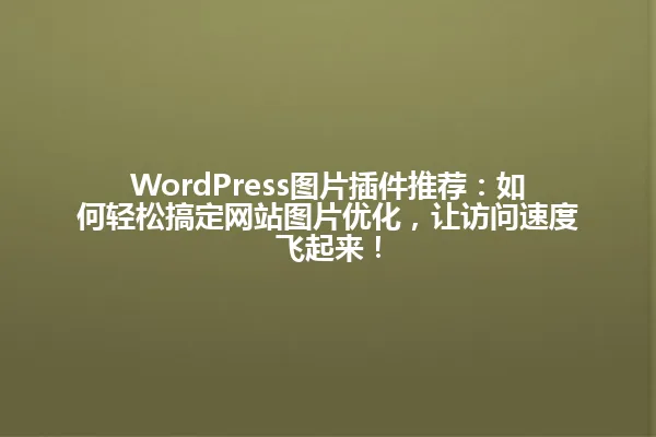 WordPress图片插件推荐:如何轻松搞定网站图片优化,让访问速度飞起来! 一