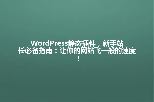 WordPress静态插件,新手站长必备指南:让你的网站飞一般的速度! 一