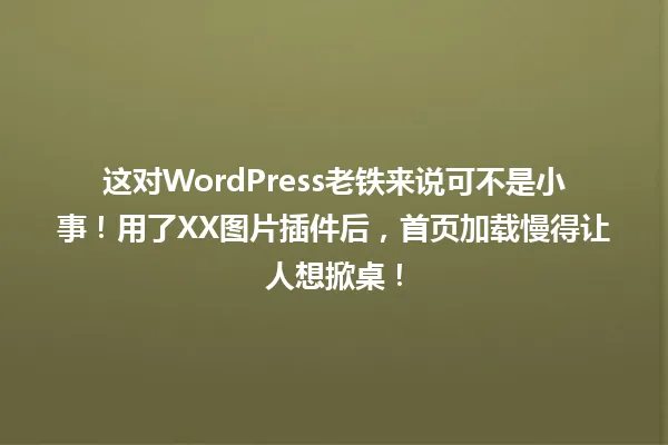 这对WordPress老铁来说可不是小事!用了XX图片插件后,首页加载慢得让人想掀桌! 一