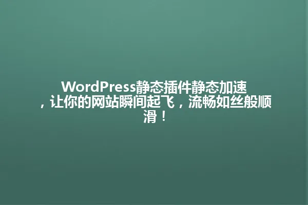 WordPress静态插件静态加速,让你的网站瞬间起飞,流畅如丝般顺滑! 一