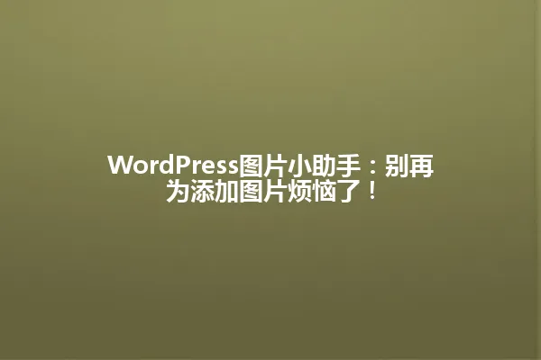 WordPress图片小助手：别再为添加图片烦恼了！ 一