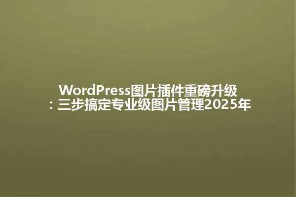 WordPress图片插件重磅升级:三步搞定专业级图片管理2025年 一