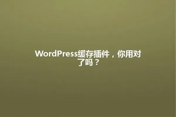 WordPress缓存插件，你用对了吗？ 一