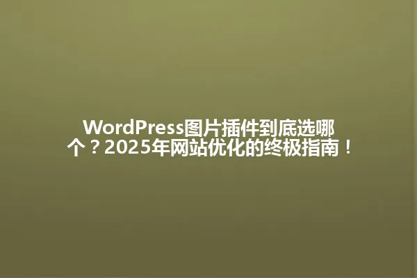 WordPress图片插件到底选哪个?2025年网站优化的终极指南! 一