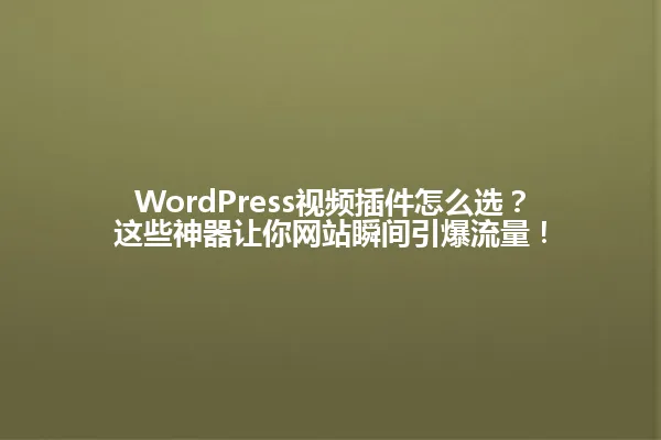 WordPress视频插件怎么选?这些神器让你网站瞬间引爆流量! 一