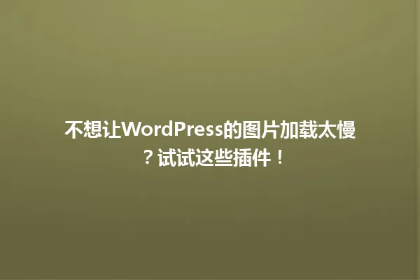 不想让WordPress的图片加载太慢?试试这些插件! 一