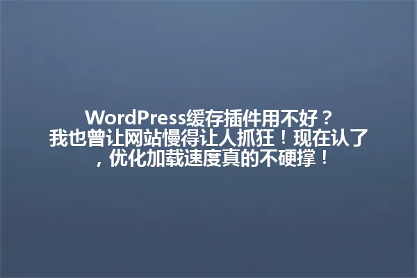 WordPress缓存插件用不好?我也曾让网站慢得让人抓狂!现在认了,优化加载速度真的不硬撑! 一