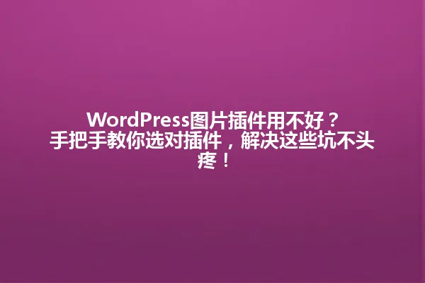 WordPress图片插件用不好？手把手教你选对插件，解决这些坑不头疼！ 一