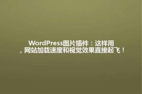 WordPress图片插件:这样用,网站加载速度和视觉效果直接起飞! 一
