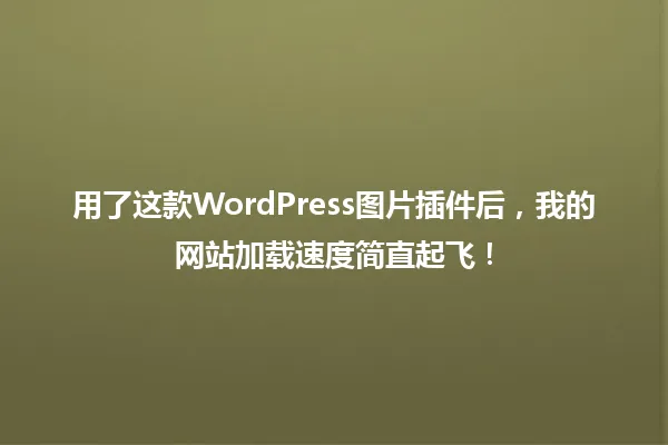 用了这款WordPress图片插件后,我的网站加载速度简直起飞! 一