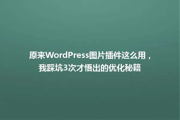 原来WordPress图片插件这么用,我踩坑3次才悟出的优化秘籍 一