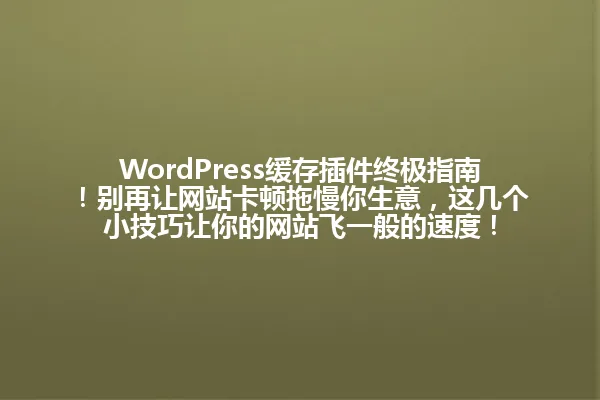WordPress缓存插件终极指南!别再让网站卡顿拖慢你生意,这几个小技巧让你的网站飞一般的速度! 一