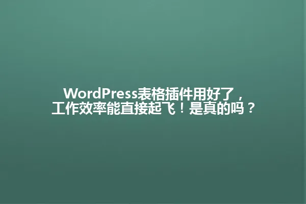 WordPress表格插件用好了,工作效率能直接起飞!是真的吗? 一