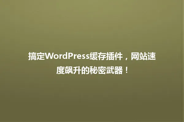搞定WordPress缓存插件，网站速度飙升的秘密武器！ 一