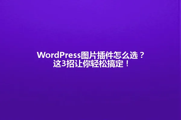 WordPress图片插件怎么选?这3招让你轻松搞定! 一