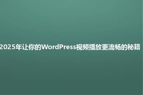 2025年让你的WordPress视频播放更流畅的秘籍! 一