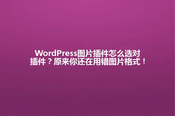 WordPress图片插件怎么选对插件?原来你还在用错图片格式! 一