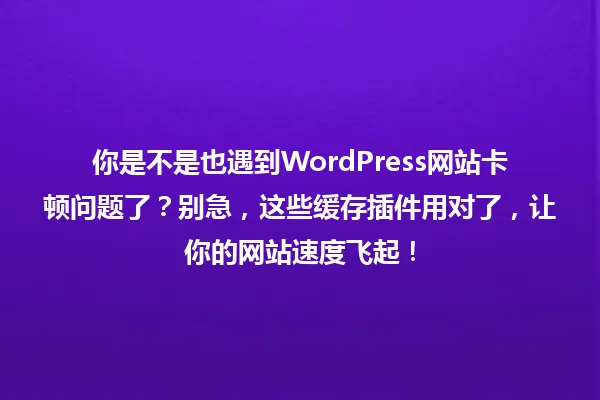 你是不是也遇到WordPress网站卡顿问题了?别急,这些缓存插件用对了,让你的网站速度飞起! 一
