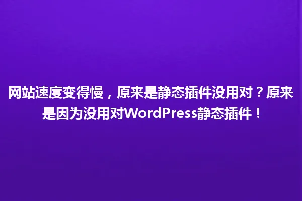 网站速度变得慢,原来是静态插件没用对?原来是因为没用对WordPress静态插件! 一