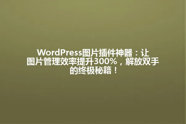 WordPress图片插件神器：让图片管理效率提升300%，解放双手的终极秘籍！ 一