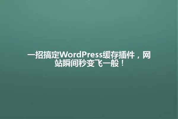 一招搞定WordPress缓存插件,网站瞬间秒变飞一般! 一