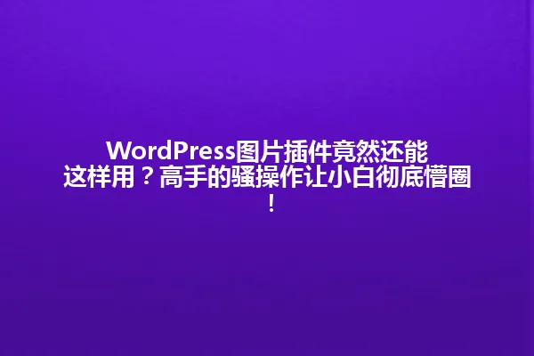 WordPress图片插件竟然还能这样用?高手的骚操作让小白彻底懵圈! 一