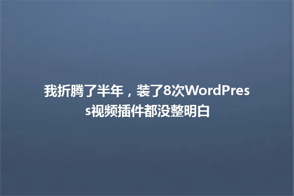 我折腾了半年,装了8次WordPress视频插件都没整明白 一