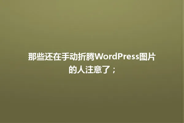 那些还在手动折腾WordPress图片的人注意了； 一