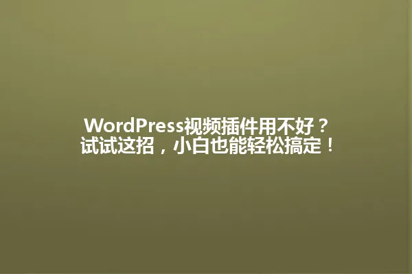 WordPress视频插件用不好？试试这招，小白也能轻松搞定！ 一