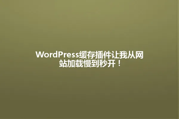 WordPress缓存插件让我从网站加载慢到秒开！ 一