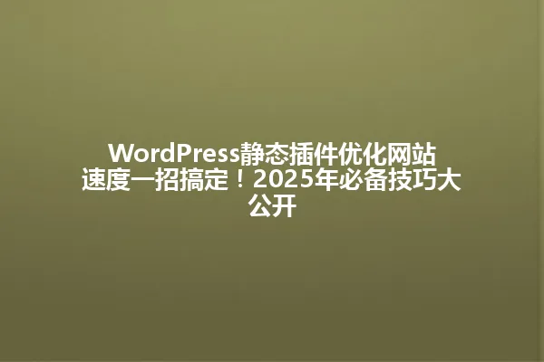 WordPress静态插件优化网站速度一招搞定！2025年必备技巧大公开 一