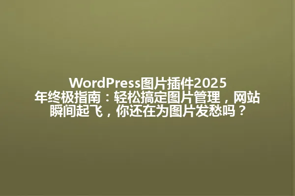 WordPress图片插件2025年终极指南：轻松搞定图片管理，网站瞬间起飞，你还在为图片发愁吗？ 一