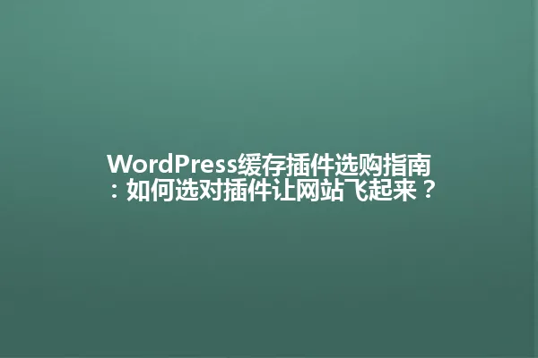 WordPress缓存插件选购指南:如何选对插件让网站飞起来? 一