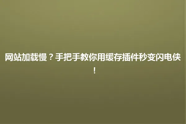 网站加载慢？手把手教你用缓存插件秒变闪电侠！ 一