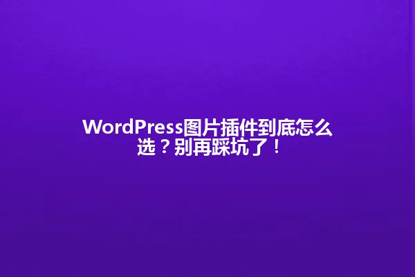 WordPress图片插件到底怎么选?别再踩坑了! 一