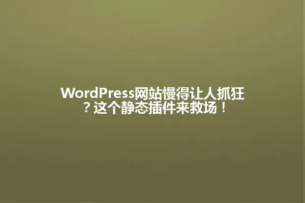 WordPress网站慢得让人抓狂?这个静态插件来救场! 一