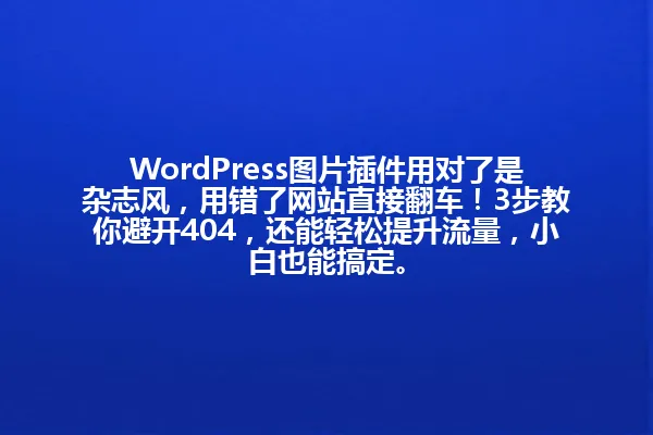 WordPress图片插件用对了是杂志风,用错了网站直接翻车!3步教你避开404,还能轻松提升流量,小白也能搞定。 一