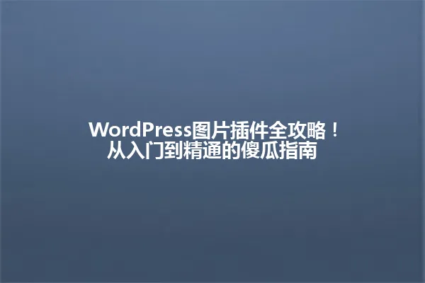 WordPress图片插件全攻略！从入门到精通的傻瓜指南 一